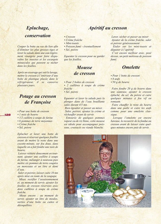 Cresson : salade, potage, potages, omelette, mousse