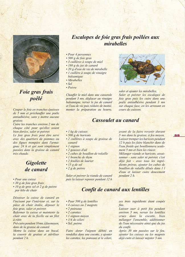 Foie gras, oie, cassoulet & gigolette de canard, magrets, confits, rillettes